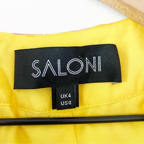 SALONI Amy 100% Silk Floral Mini Dress Lemon Garden Size 0 - Picture 11 of 13